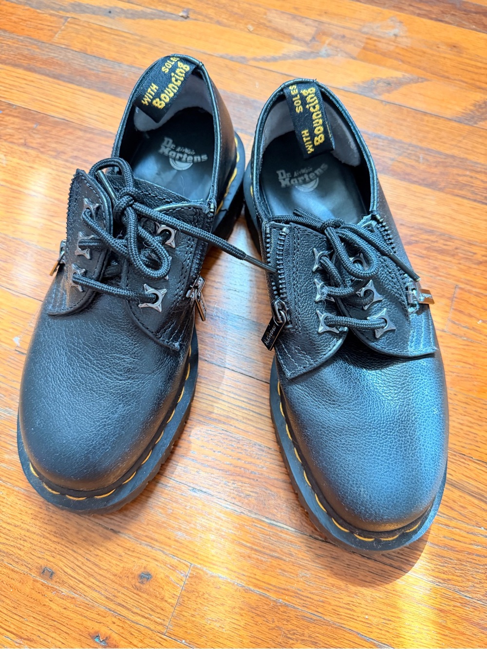Dr. Martens 1461 ZIP Black Leather Oxford Shoes Size 8